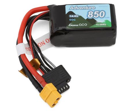 Gens Ace 4S 60C G-Tech Adventure LiPo Battery (14.8V/850mAh) w/XT60 Connector  (GEA8504S60X6GT)