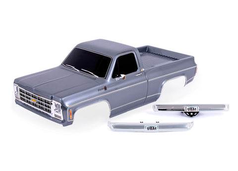 Traxxas TRX-4 '79 Chevrolet K10 Pick Up Pre-Painted Body Set (Silver) w/Clipless Mounts & Chrome Bumpers  TRA9212-Silver)