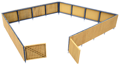 Walthers Corrugated Fence -- Kit - Scale Feet: 240' 73.2m; Height: 1-1/4" 3.1cm (933-3632)