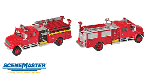 Walthers International(R) 4900 Crew Cab Fire Engine - Assembled -- Red  (949-11841)