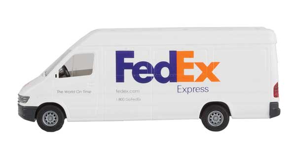 Walthers Delivery Van - Assembled -- FedEx Express (white, purple, orange)   (949-12203)