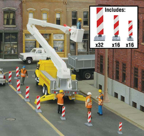 Construction Lane Markers -- Kit (white, red stripes)  (949-4169)