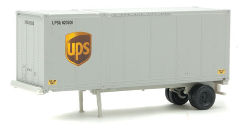 28' Container with Chassis 2-Pack - Assembled -- United Parcel Service (Modern Shield Logo; gray, brown, yellow)