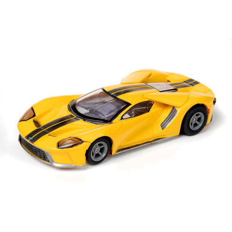 HO Ford GT Mega G+ Chassis Slot Car, Triple Yellow