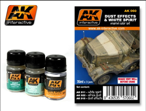 AK Interactive Dust Effects & White Spirit Enamel Paint Set (11, 15, 22)   (AKI60)