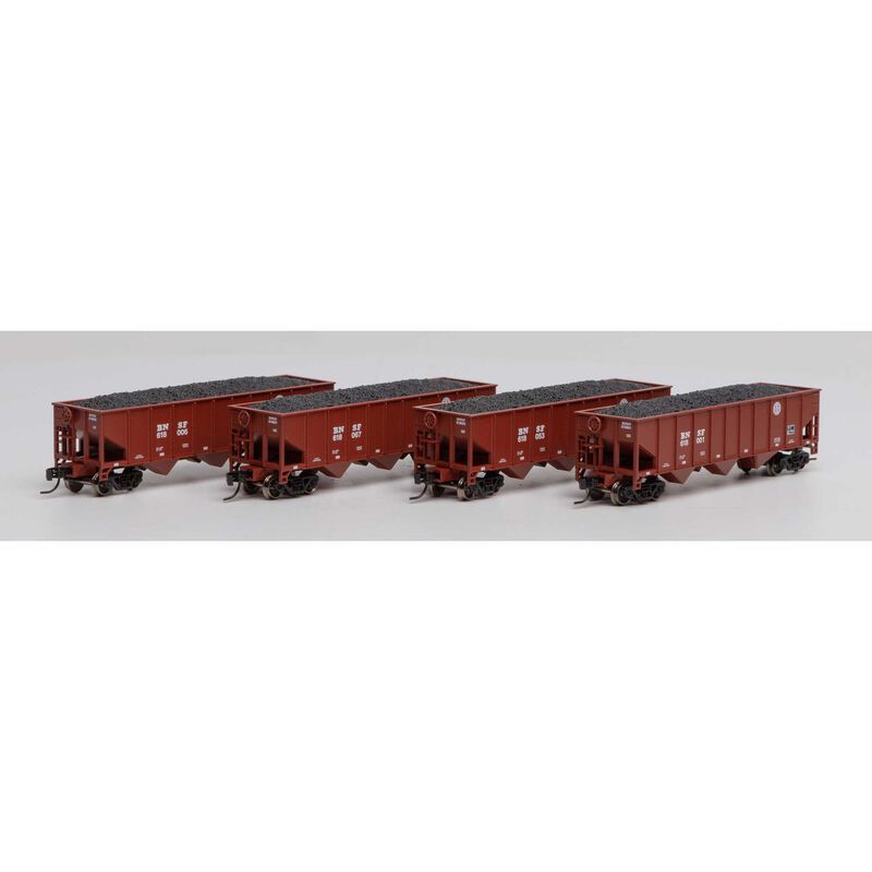 Athearn N 40' 3-Bay Ribbed Hopper w/Load, BNSF #1 (4) (ATH25568)