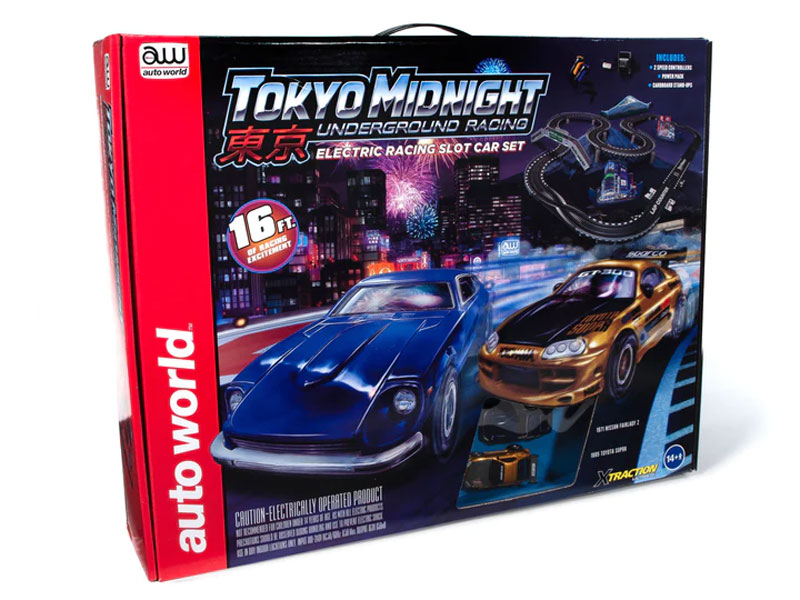 Auto World HO Tokyo Midnight Underground Slot Car 16' Racing Set   (AWD34203)