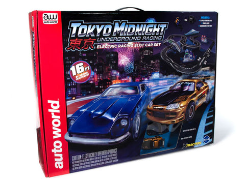 Auto World HO Tokyo Midnight Underground Slot Car 16' Racing Set   (AWD34203)