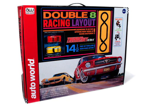 Auto World HO Double 8 Slot Car 14.5' Racing Set  (AWDSRS341)