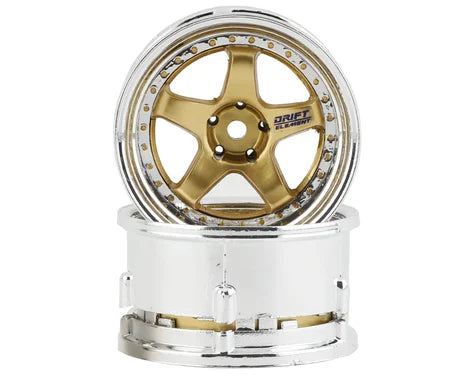 DS Racing 5 Spoke Drift Wheels (Gold & Ch (DSC-DE-018)