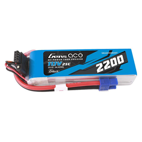 Gens Ace G-Tech Smart 3S LiPo Battery 60C (11.1V/2200mAh) w/EC3 Connector    (GEA223S60E3GT)