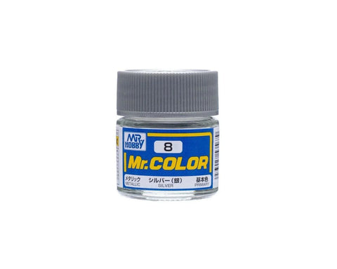 Mr. Hobby C8 Metallic Silver Acrylic Hobby Paint (10ml)   (GUZC008)