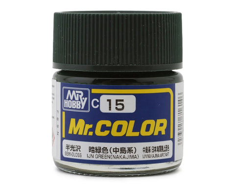 Mr. Hobby C15 Semi-Gloss IJN Green Nakajima Acrylic Hobby Paint (10ml)  GUZC015)