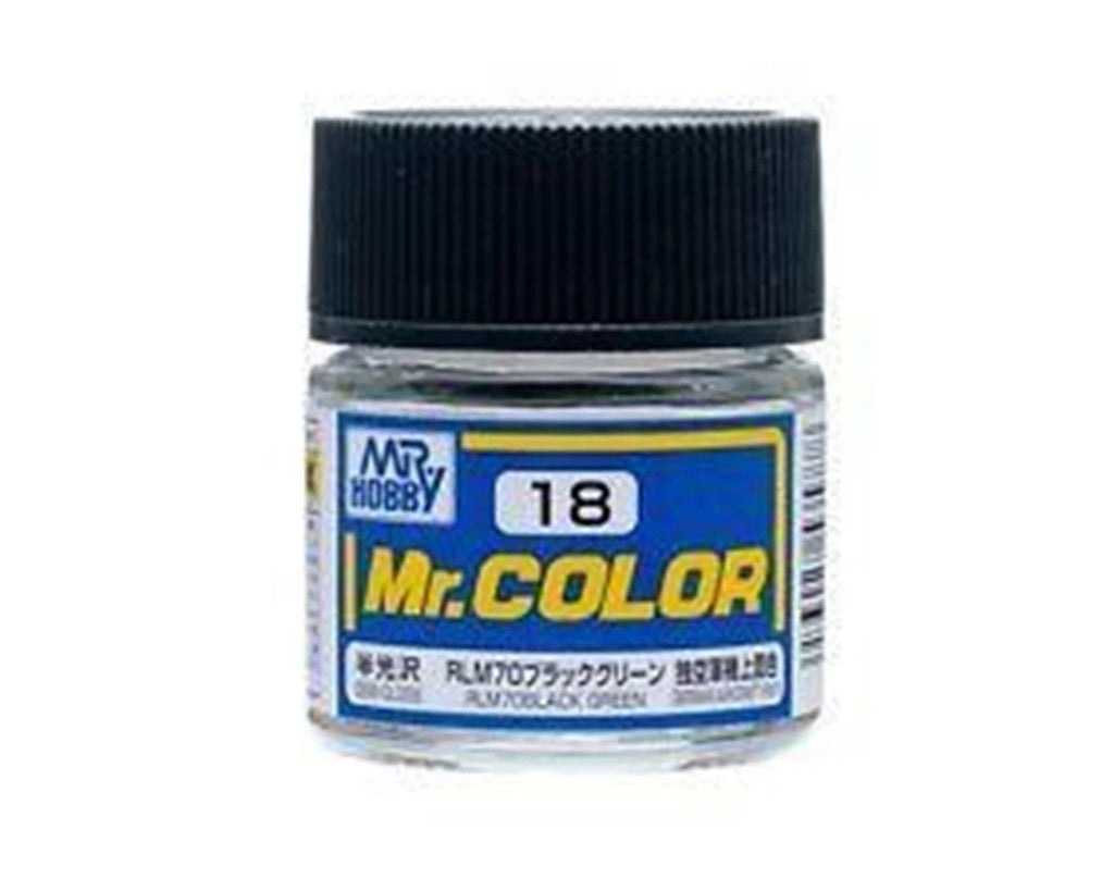 Mr. Hobby C18 Semi-Gloss RLM70 Black Green Acrylic Hobby Paint (10ml)   (GUZC018)