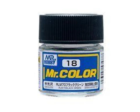 Mr. Hobby C18 Semi-Gloss RLM70 Black Green Acrylic Hobby Paint (10ml)   (GUZC018)