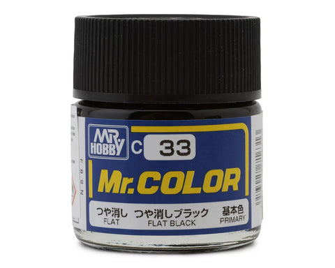 Mr. Hobby C33 Flat Black Acrylic Hobby Paint (10ml)   (GUZC033)