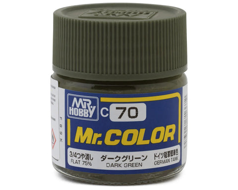 Mr. Hobby C70 Flat Dark Green Acrylic Hobby Paint (10ml)   (GUZC070)