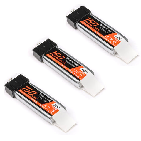 3.7V 150mAh 1S 50C LiPo Battery: JST PH1.25 Connector (3PCs)  (HHDSPMX1501S50)