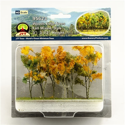 JTT WOODS EDGE TREES Fall Mixed, 3" to 3.5", HO-scale, 9/pk   (JTT95623)