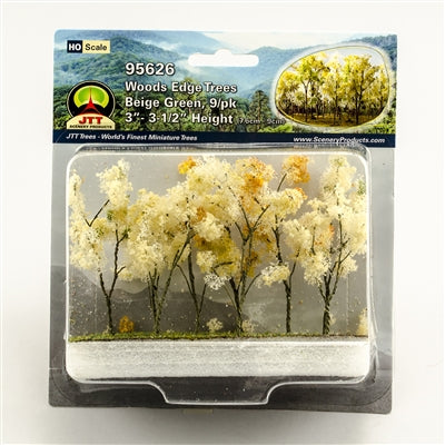 JTT WOODS EDGE TREES Beige Green, 3" to 3.5", HO-scale, 9/pk   (JJT95626)