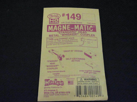 Kadee #149 HO Scale Whisker Metal Couplers - Long Overset 2 Pair   (KAD149)