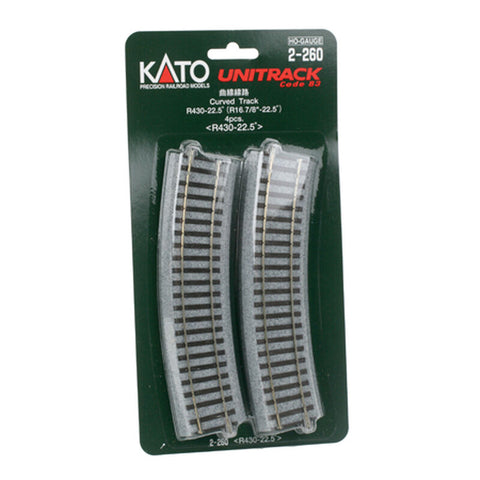 Kato HO 430mm 16-7/8" Radius Curve 22.5-Degree (4)   (KAT2260)