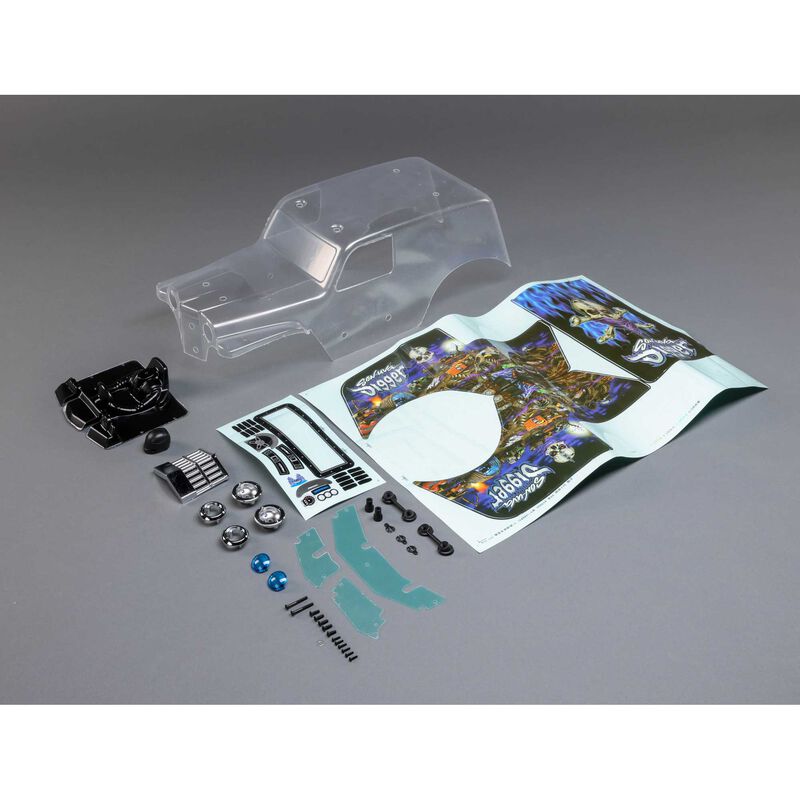 Losi LMT Son Uva Digger Pre-Cut Monster Truck Body Set (Clear)   (LOS240018)