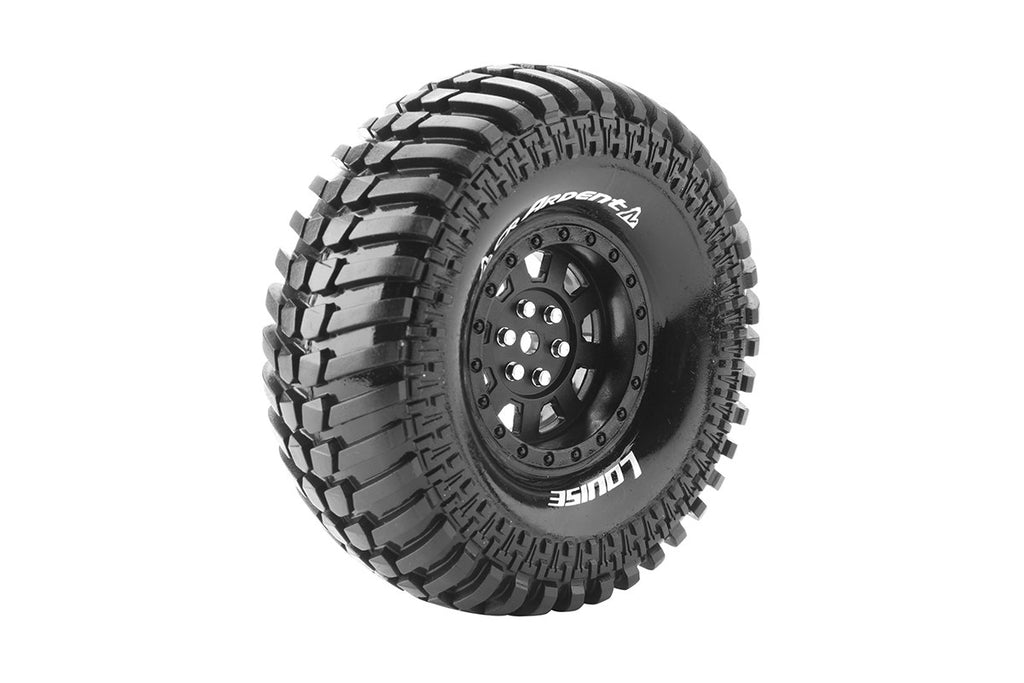 Louise R/C CR-Ardent 1/10 1.9"Crawler Tires,12mm Hex, Super Soft, Mounted on Black Rim, Front/Rear (2)   (LOULT3232VB)