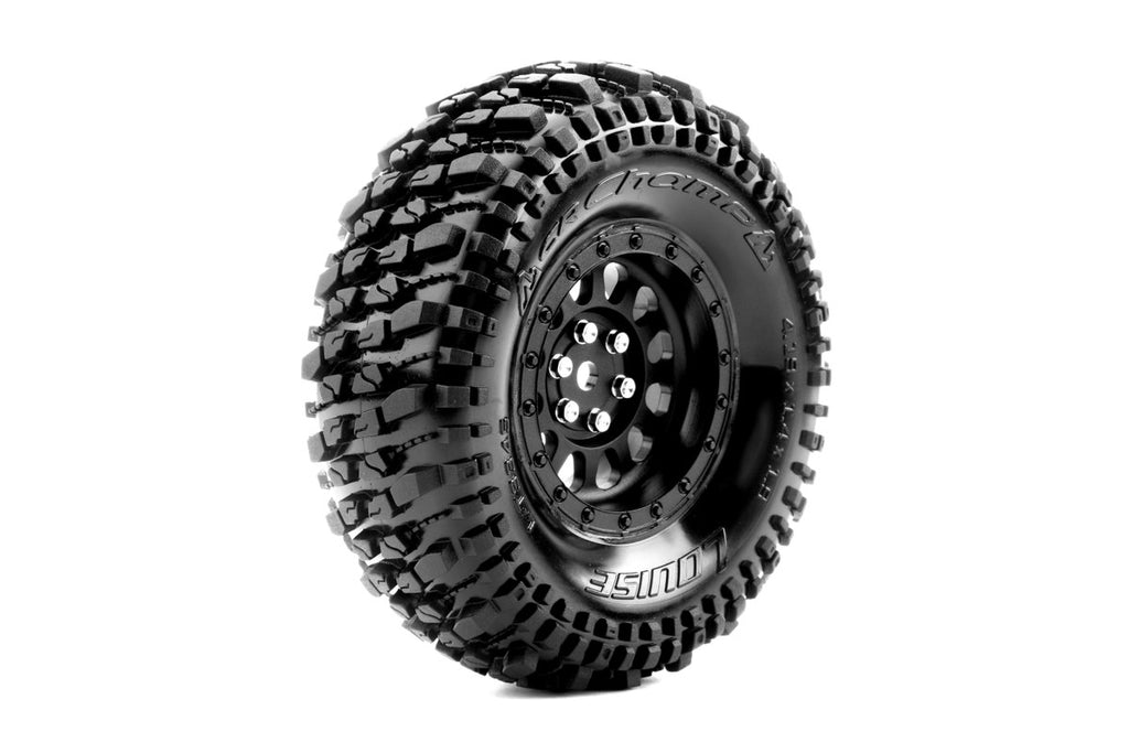Louise R/C CR-Champ 1/10 1.9" Crawler Class 1 Tires 12mm Hex , Super Soft, Mounted on Black Rim, Front/Rear (2)   (LOUT3345VB)