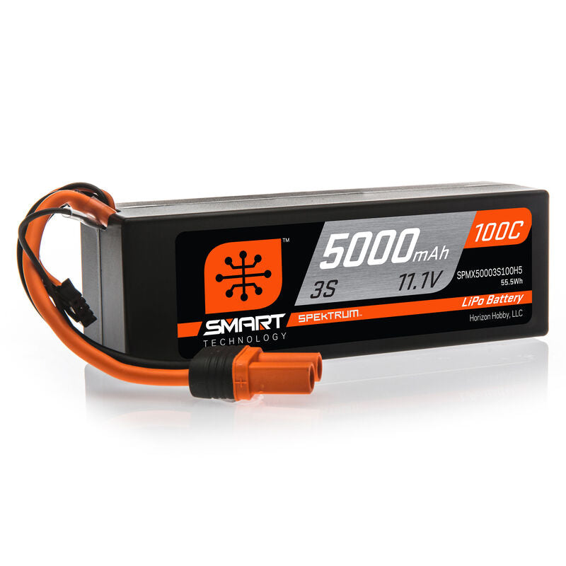 Spektrum 11.1V 5000mAh 3S 100C Smart Hardcase LiPo Battery: IC5    (SPMX50003S100H5)