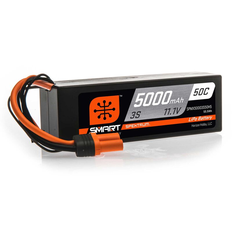 Spektrum RC 3S Smart LiPo Hard Case 50C Battery Pack w/IC5 Connector (11.1V/5000mAh)    (SPMX50003S50H5)