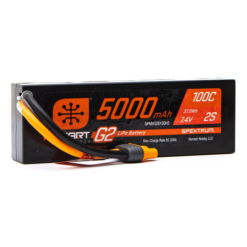 Spektrum 5000mAh 2S 7.4V Smart G2 LiPo 100C; IC3 (SPMX52S100H3)