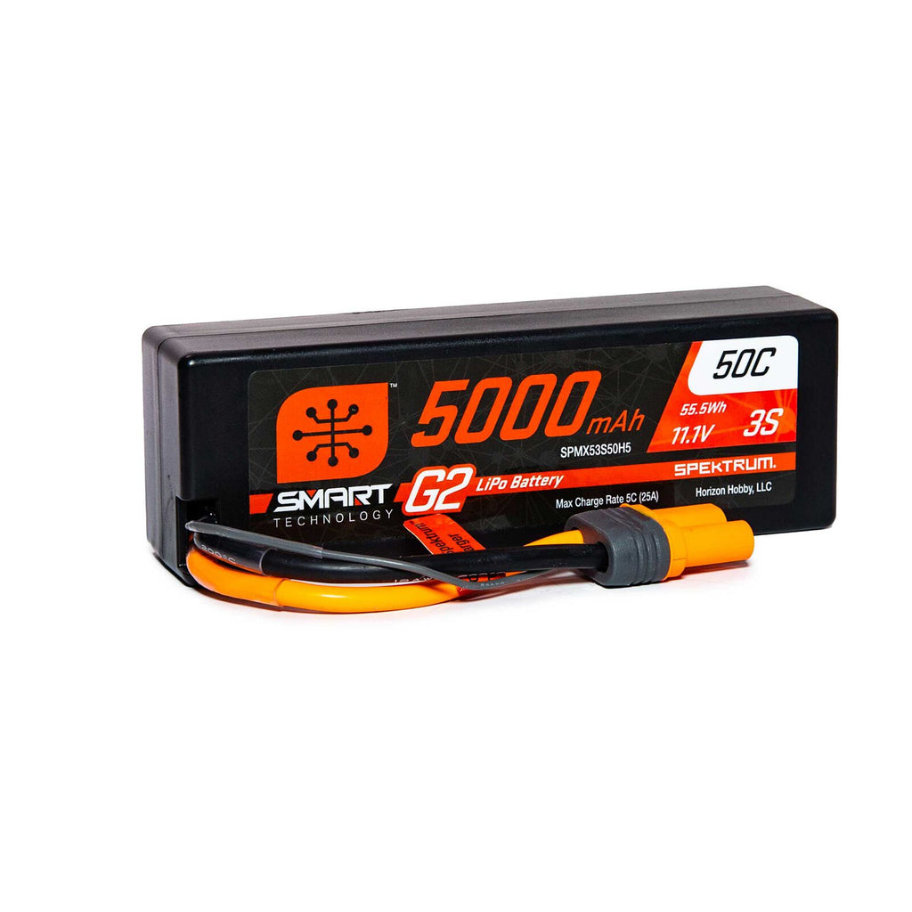 Spektrum 11.1V 5000mAh 3S 50C Smart G2 Hardcase LiPo Battery: IC5   (SPMX53S50H5)