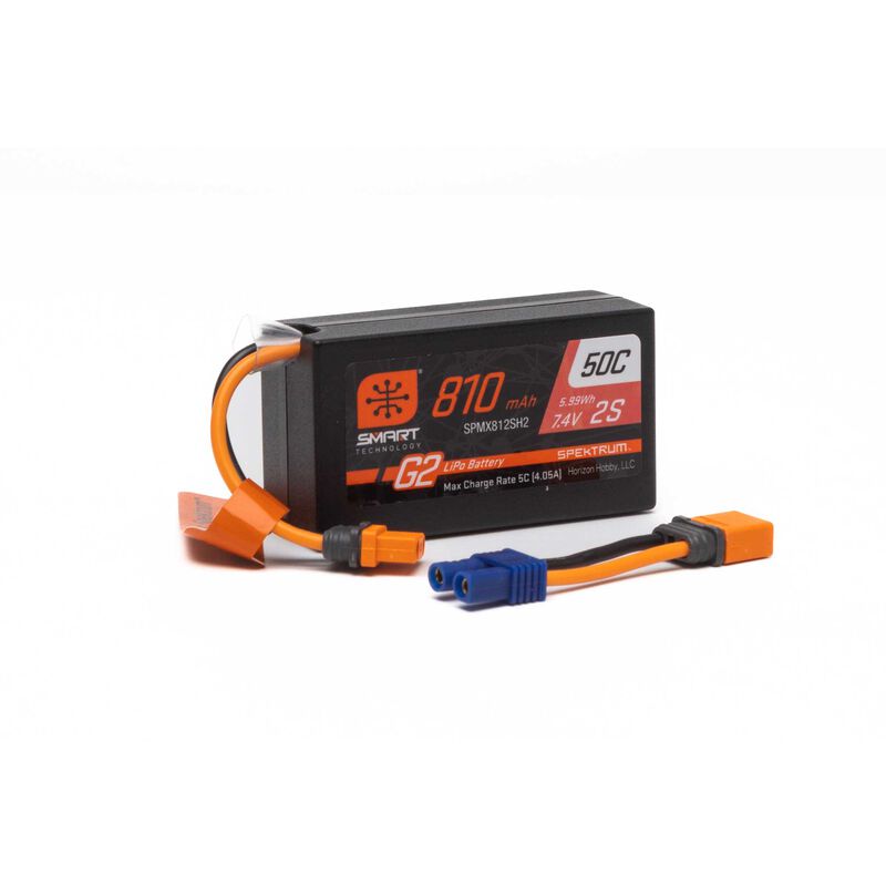 Spektrum RC 2S 50C Smart G2 LiPo Battery w/IC2 Connector (7.4V/810mAh)  (SPMX812SH2)