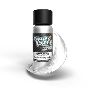 Spaz Stix Metallic Silver/"Candy" Backer, Airbrush Ready Paint, 2oz Bottle (SZX00300)