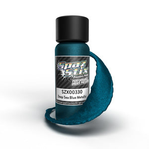 Spaz Stix Deep Sea Blue Metallic Airbrush Ready Paint, 2oz Bottle (SZX00330)