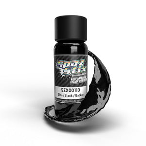Spaz Stik High Gloss Black / Backer, Airbrush Ready Paint, 2oz Bottle (SZX00110)