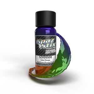 Spaz Stix Color Change Airbrush Ready Paint, Gold/Green/Orange/Purple, 2oz Bottle (SZX05500)