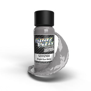Spaz Stix Bright Gunmetal Airbrush Ready Paint, 2oz Bottle (SZX12100)
