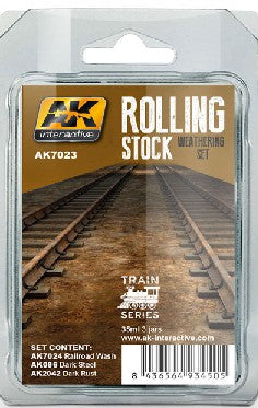 AK Interactive Train Series: Rolling Stock Weathering Paint Set (3 Colors) 35ml Bottles   (AKI7023)