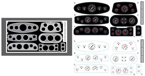 Gofer Racing 1/24-1/25 Custom Instrument Panel w/Black & White Gauges   (GOF20023)