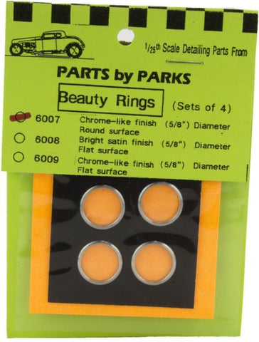 Parts by Parks 1/24-1/25 Beauty Rings 5/8 dia. Round Surface (Chrome Finish) (4)   (PBP6007)