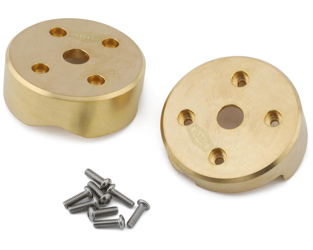 Reefs RC Axial SCX10 Pro Brass Outer Portal Covers (Gold) (2) (89g)  (SEHREEFS180)