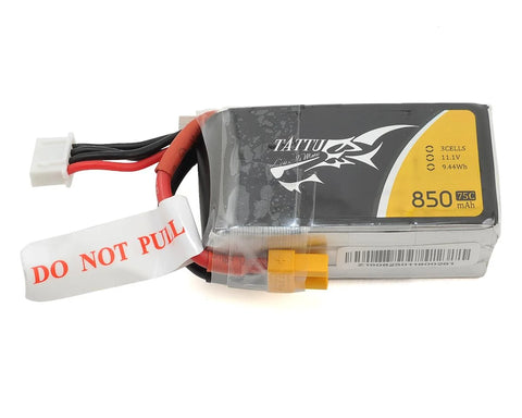 Tattu 3s LiPo Battery 75C (11.1V/850mAh) w/XT-30 Connector   (TAT-75C-850-3S1P-XT30)