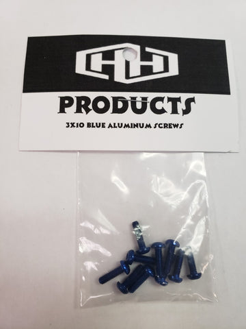 Hamilton Hobbies 3X10 BLUE ALUMINUM 7075 BUTTON HEAD SCREWS (HAM127973)