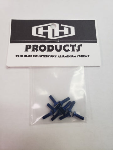 Hamilton Hobbies 3X10 7075 ALUM BLUE COUNTERSUNK SCREWS (10)  (HAM5128545)