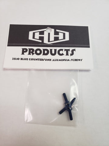 Hamilton Hobbies 3X10 7075 Aluminum BLUE COUNTERSUNK SCREWS (4) (HAM128544)