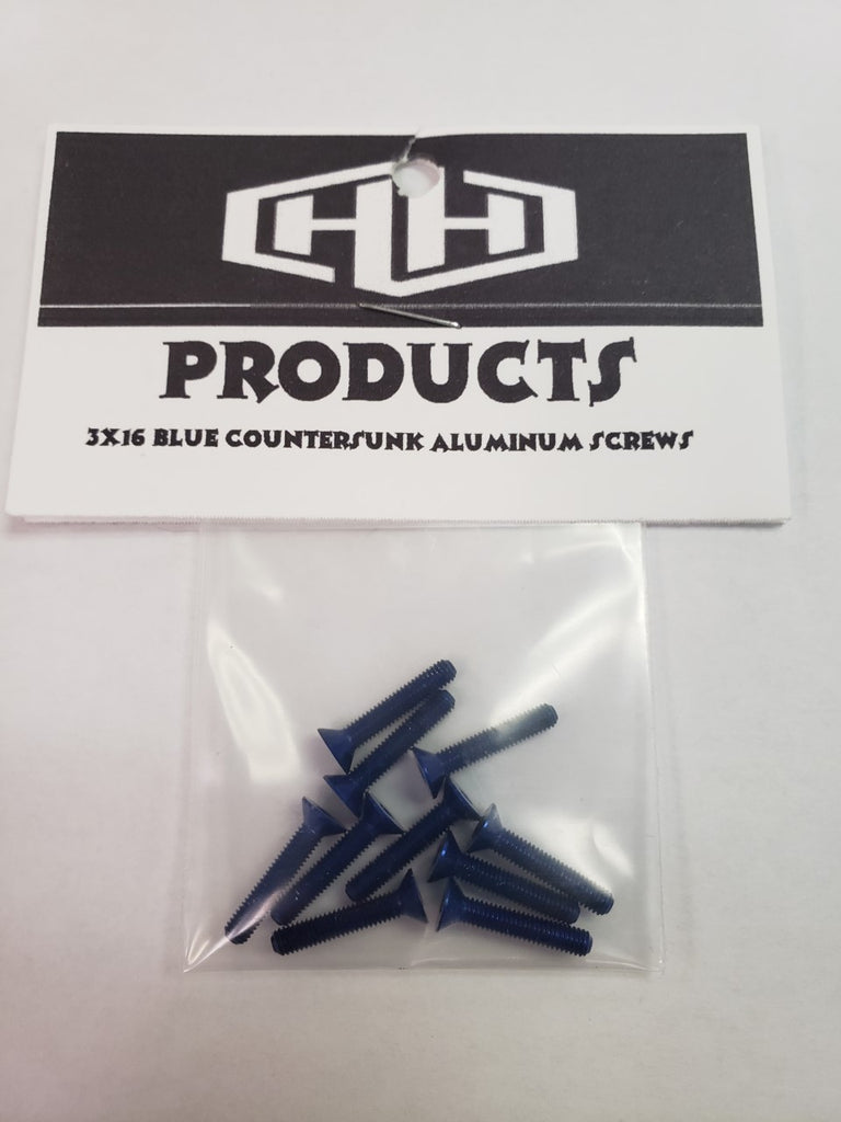 Hamilton Hobbies 3X16 7075 ALUM BLUE COUNTERSUNK SCREWS (HAM128542)