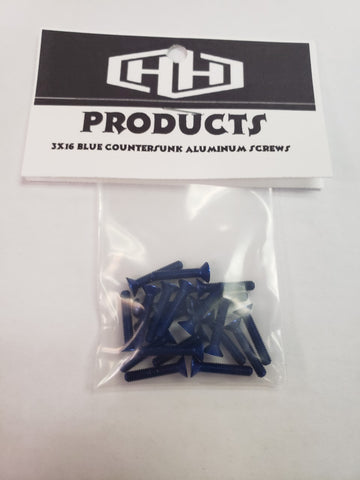 Hamilton Hobbies 3X16 7075 Aluminum BLUE COUNTERSUNK SCREWS (HAM128543)