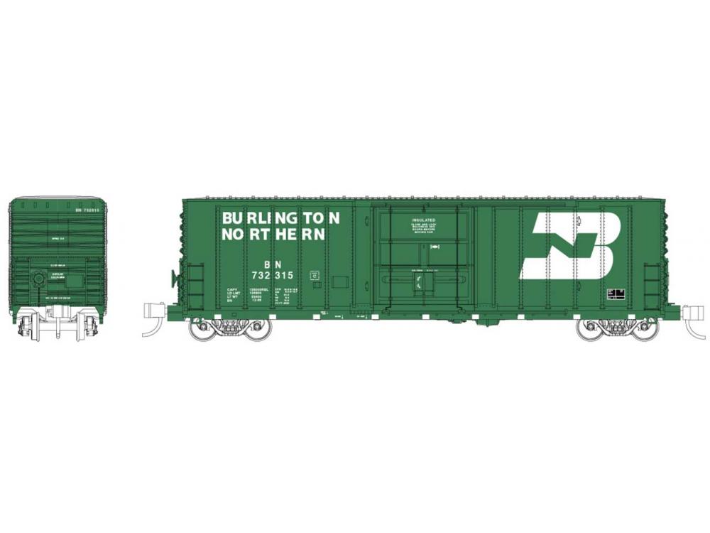 Pacific Car & Foundry 70-Ton 50' Exterior-Post Insulated Boxcar - Ready to Run -- Burlington Northern 732301 (80500000061163E)